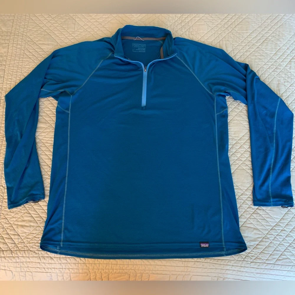 Patagonia Men's Blue Lightweight Long-Sleeved Capilene Baselayer Quarter Zip - Picture 1 of 4